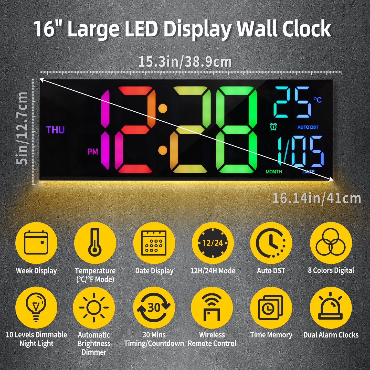 Hign-concerned Digital Wall Clock With Led Display And Remote