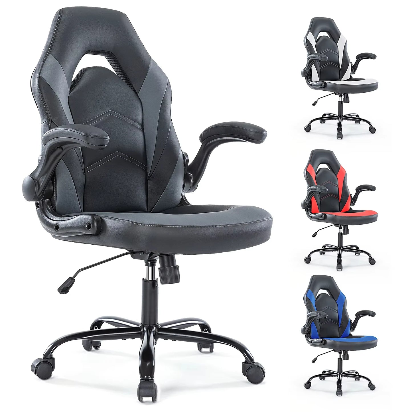 JHK Ergonomic Office Chair With Adjustable PU Leather Armrests