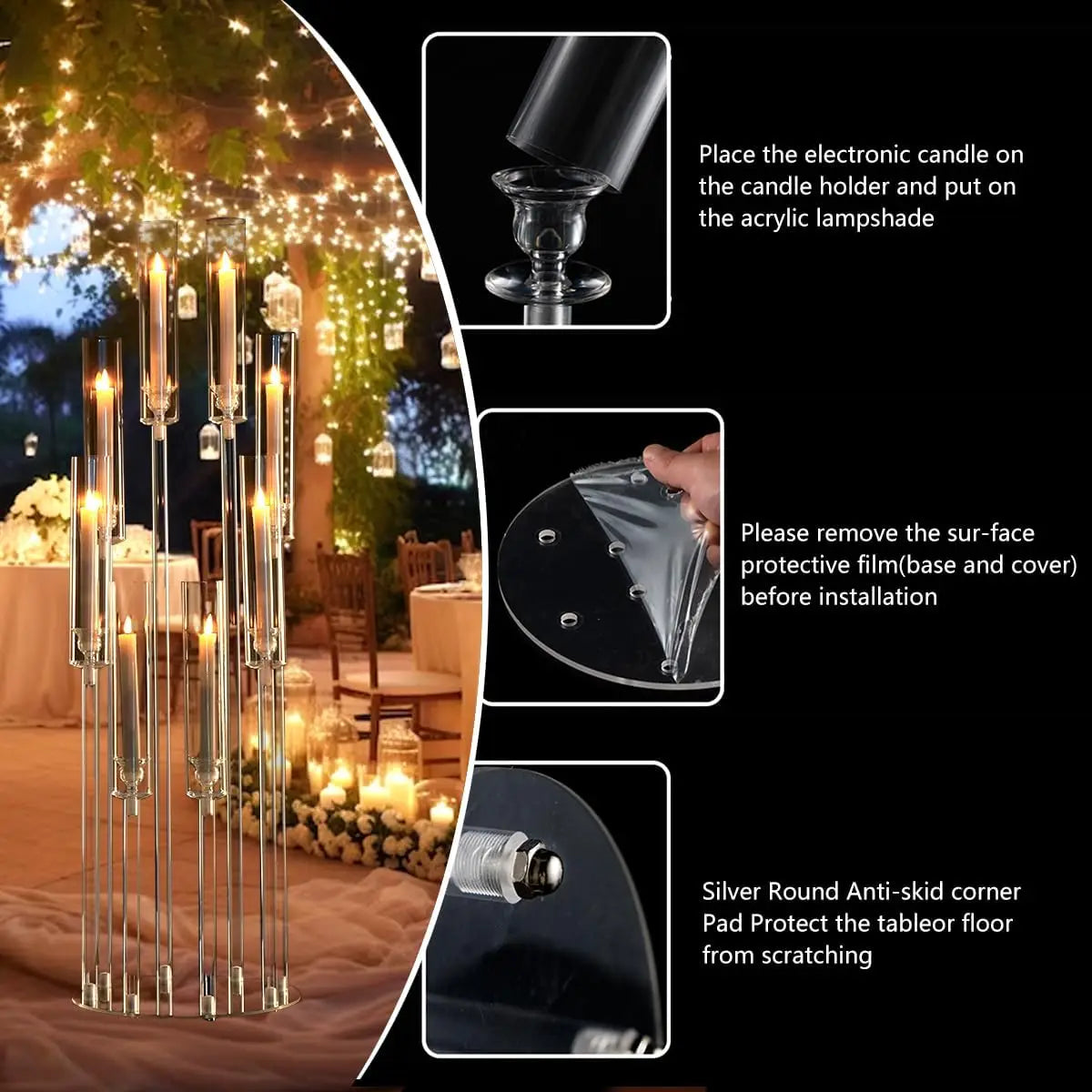 CrystalClear Acrylic Candelabra Centerpiece Floor Candle Holder for Elegant Weddings