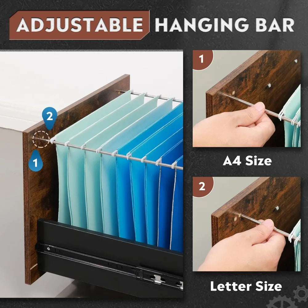 3 Drawer Wood Mobile Filing Cabinet for Office Use