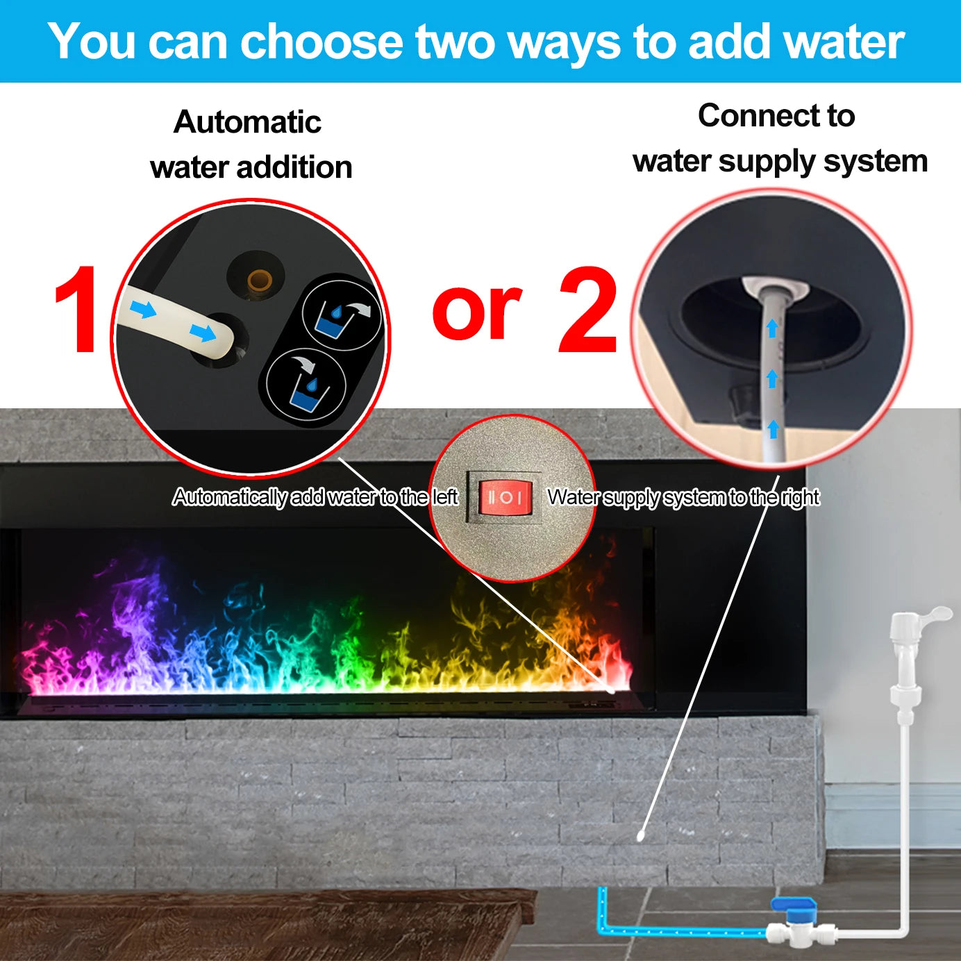 AFLYEVER Smart Water Vapor Fireplace 3D Flame Effect EnvironmentallyFriendly Humidifier