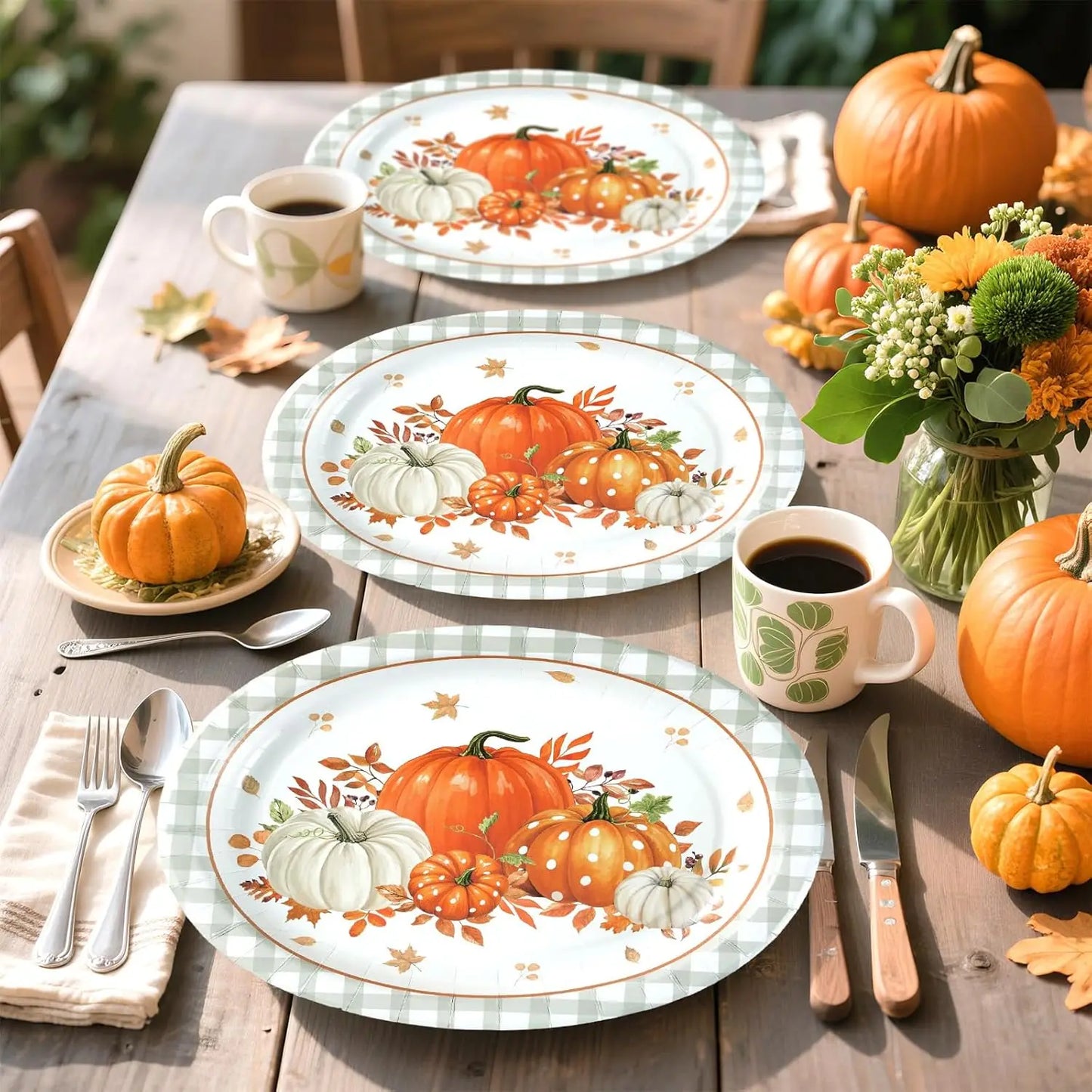 Autumn Disposable Oval Paper Plates Set 50 Count For Festive Fall Gatherings And Parties