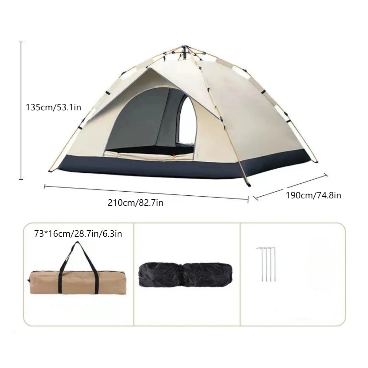 Pakicetus Outdoor Automatic Opening Tent Rainproof Sunproof Two Doors