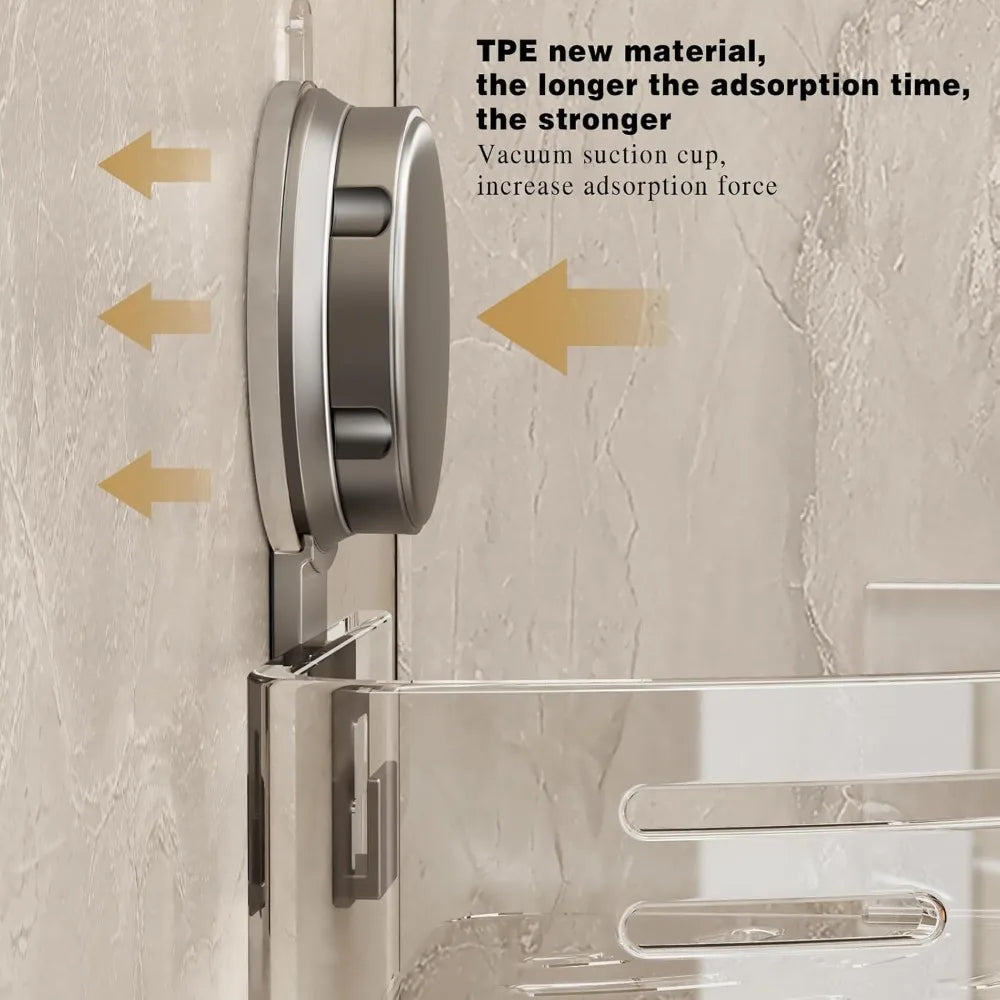 DAFIFY PremiumAnodized Aluminum Corner Shower Caddy Suction Cup Organizer Storage