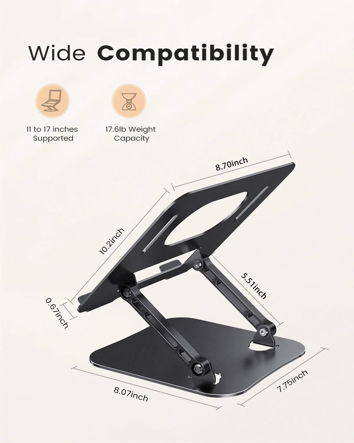 KOOTION Portable Adjustable Laptop Stand Aluminum For Desk