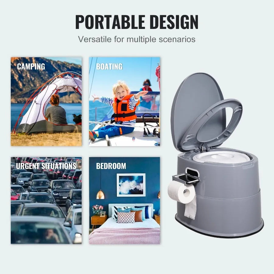 Ultra Portable Camping Toilet Porta Potty With DetachableInnerBucket Lids ForTravelUse