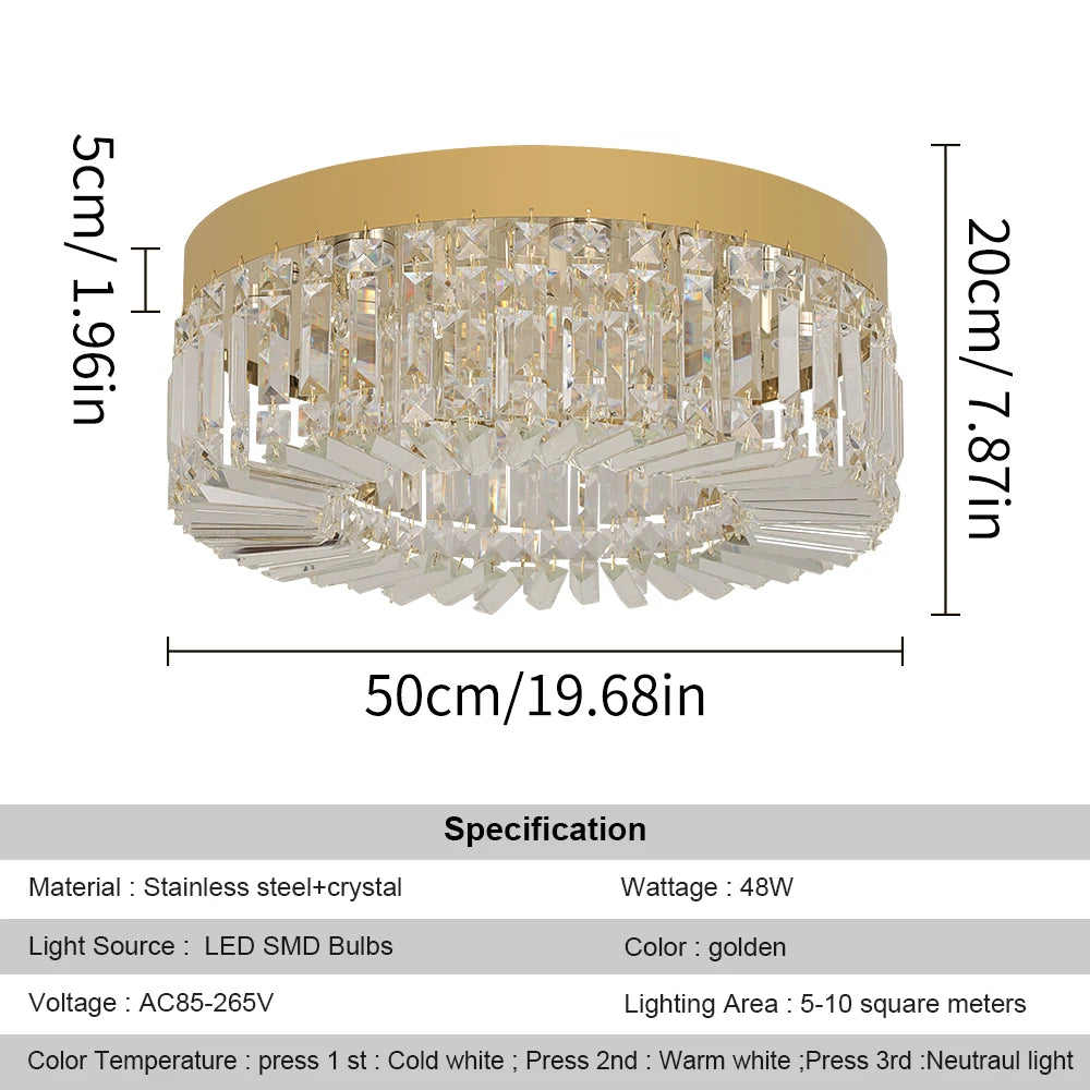 Vetrulus Crystal Ceiling Light for Living Room Modern LED Chandeliers