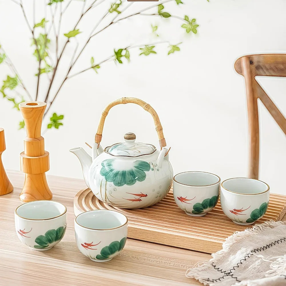 Old Craftsman Japanese Teapot And Cup Set With Infuser Porcelain