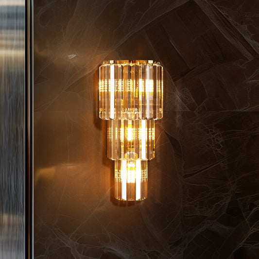 LUVODI Modern Crystal Wall Lamp Three Layer Sconce Light E14 LED Dimmable UL Listed
