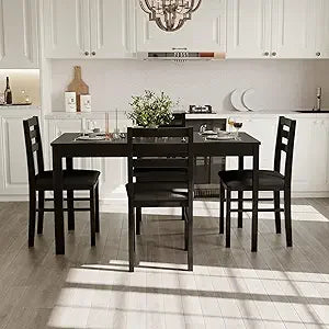 DAFIFY Contemporary Solid Wood Dining Table Collection Featuring Cushioned Chairs