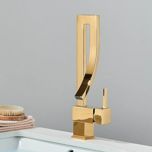 MYQualife Brass Deck Mounted Basin Faucet Single Handle