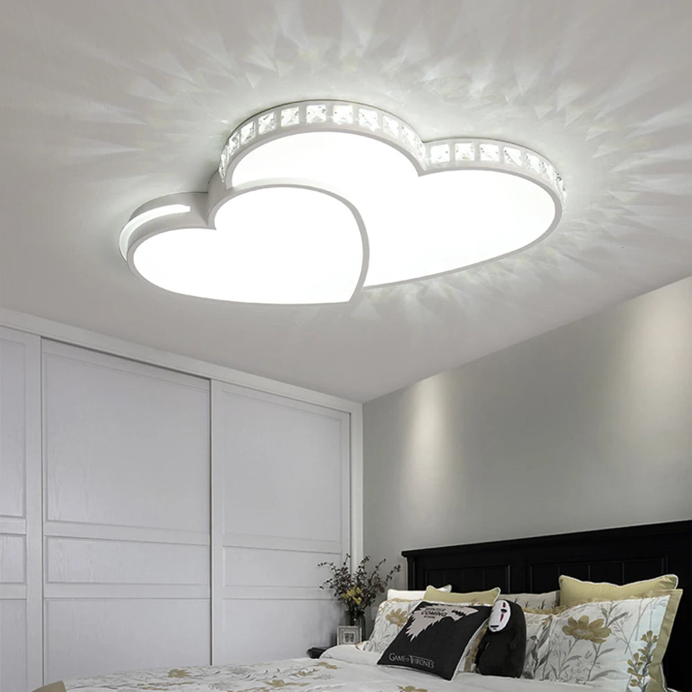 Luxuriously Illuminated Contemporary Heart Shaped Ceiling Light Crystal Luminaire