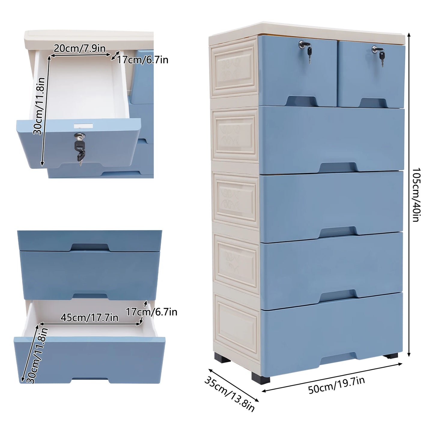 Drawer Classic 6 Drawer Plastic Dresser Storage Tower For Home