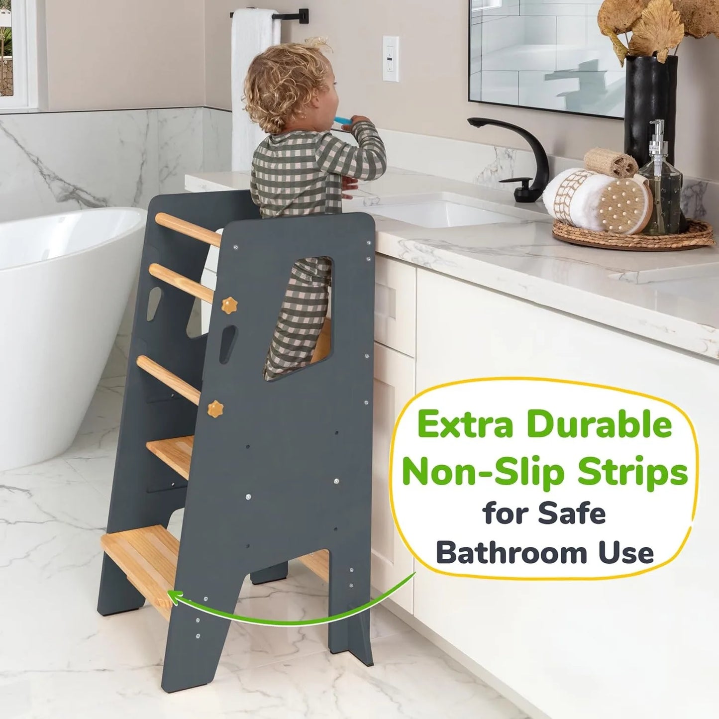 Adjustable Height Toddler Kitchen Stool Helper For Learning