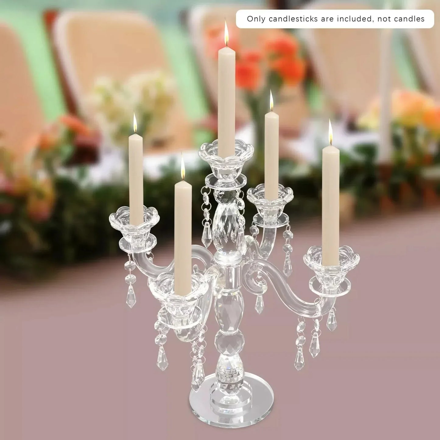 Bymaocar 5 Arm Crystal Candle Centerpiece Holder With Five Heads For Elegant Home Decor