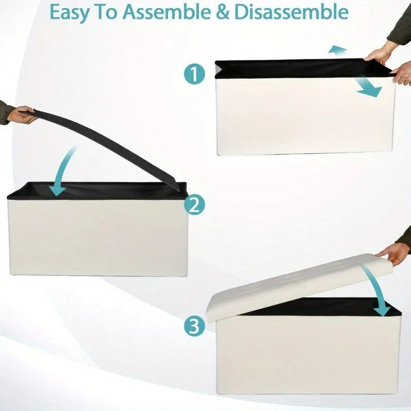 Hign-concerned Storage Ottoman Bench Foot Rest For Home