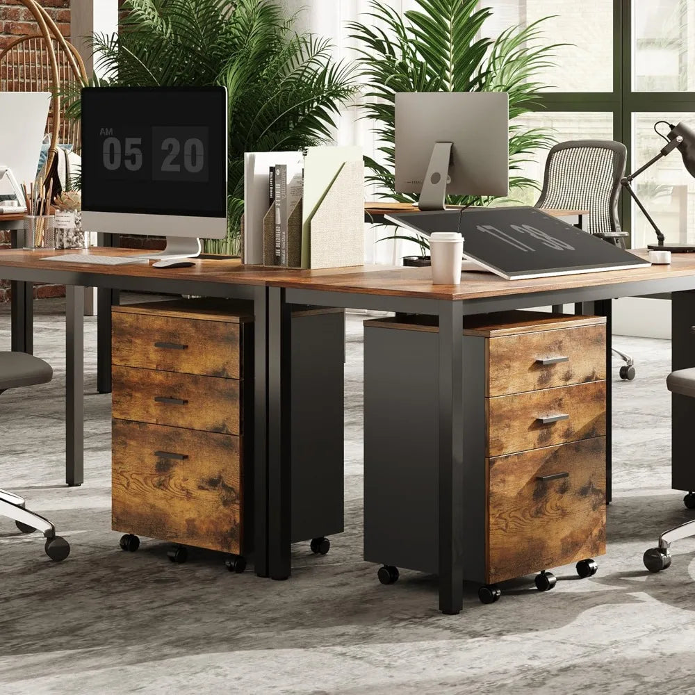 3 Drawer Wood Mobile Filing Cabinet for Office Use