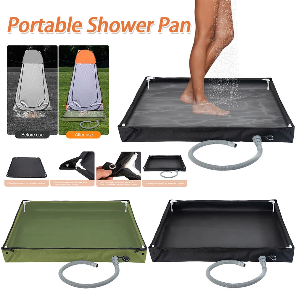 Shunmaii UltraDurable PortableShowerBase WithDrainHose ForOutdoorCampingAllWeather