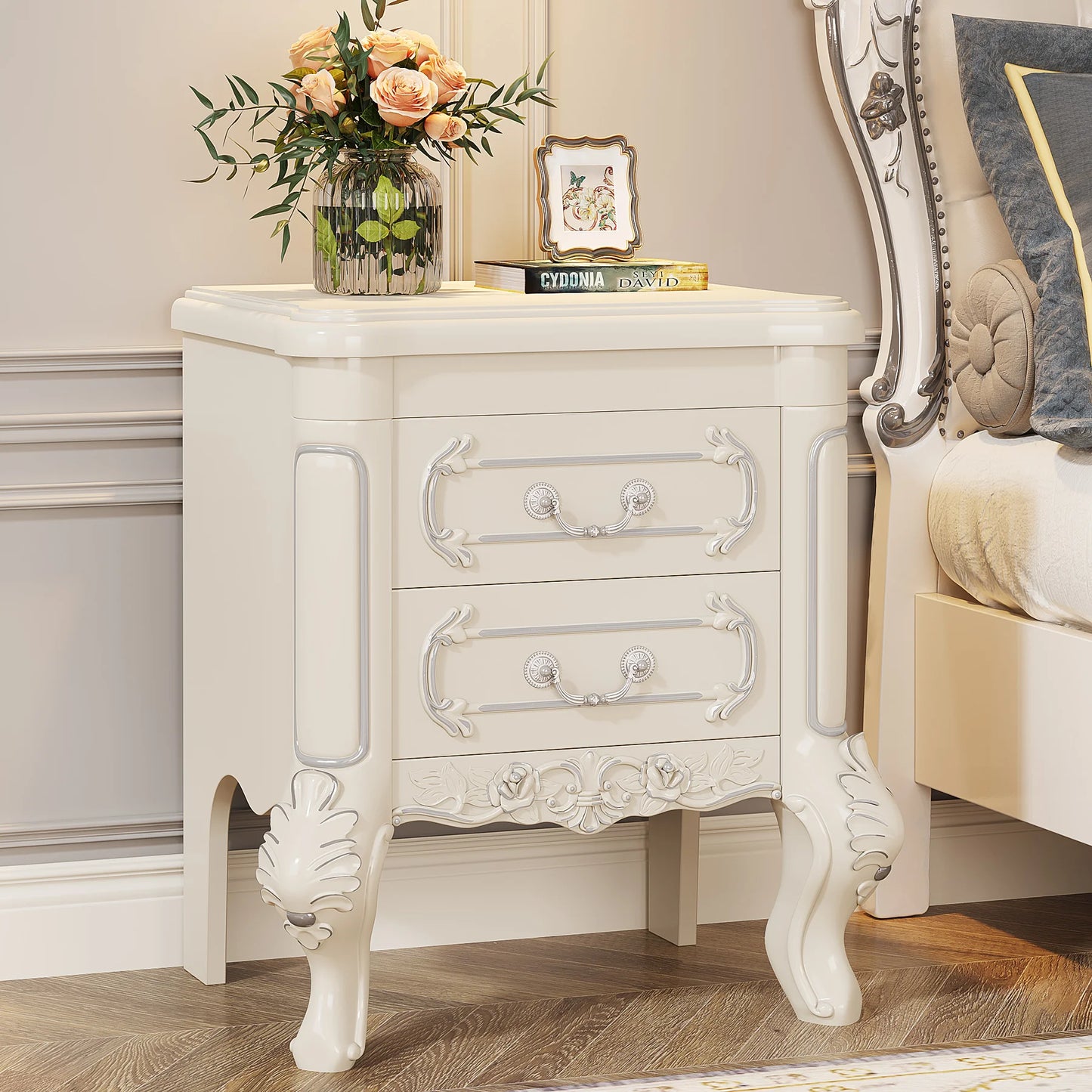 Tribesigns Wooden Nightstand End Table With Two Drawers For Bedroom Living Room Storage