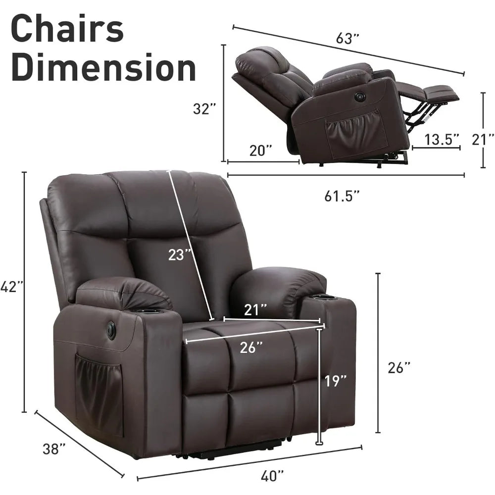 LZJV Oversized Power Lift Recliner Chair With Heated Massage