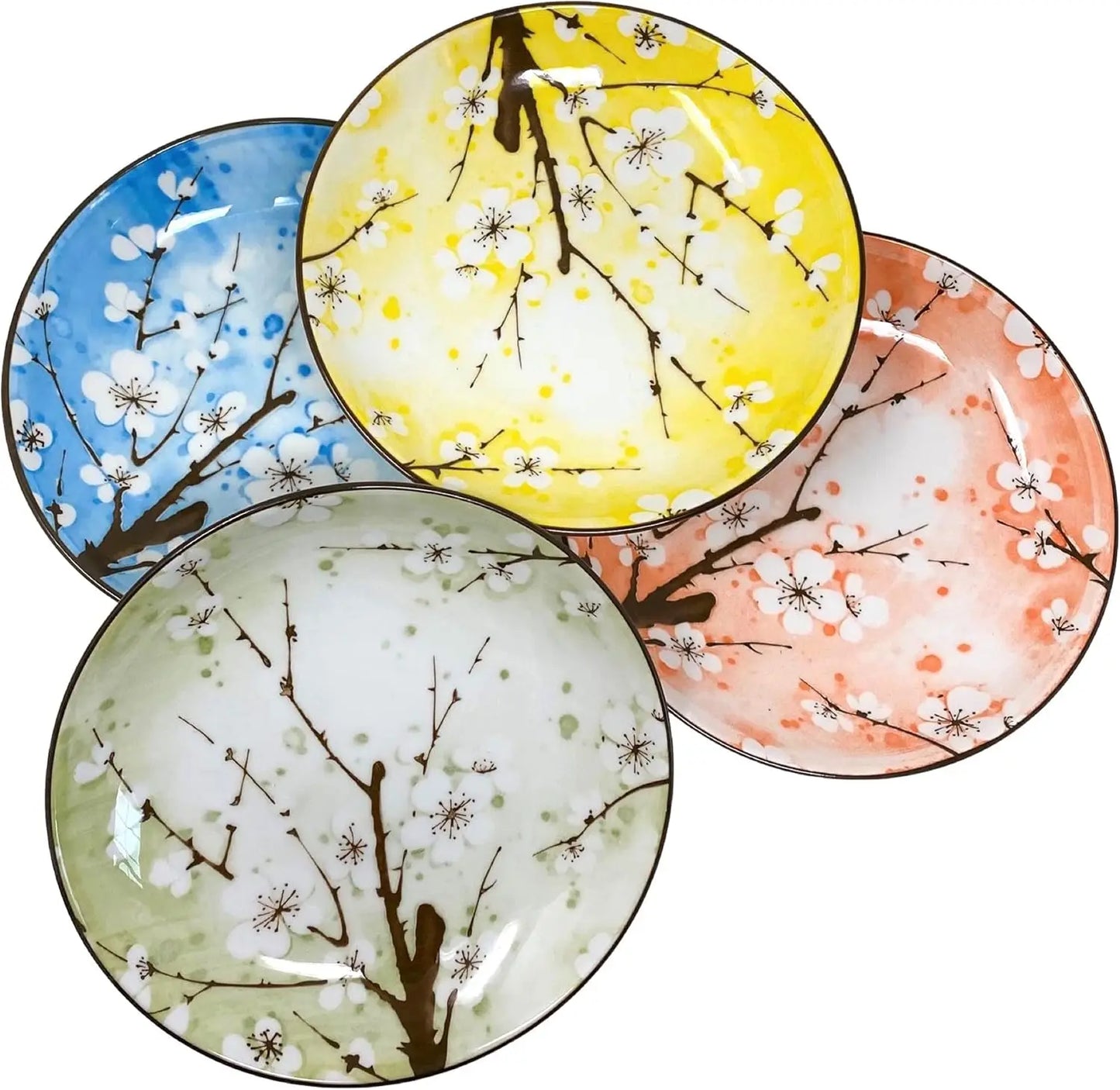 Set Of 4 Japanese Pottery Ceramic Dinner Plates