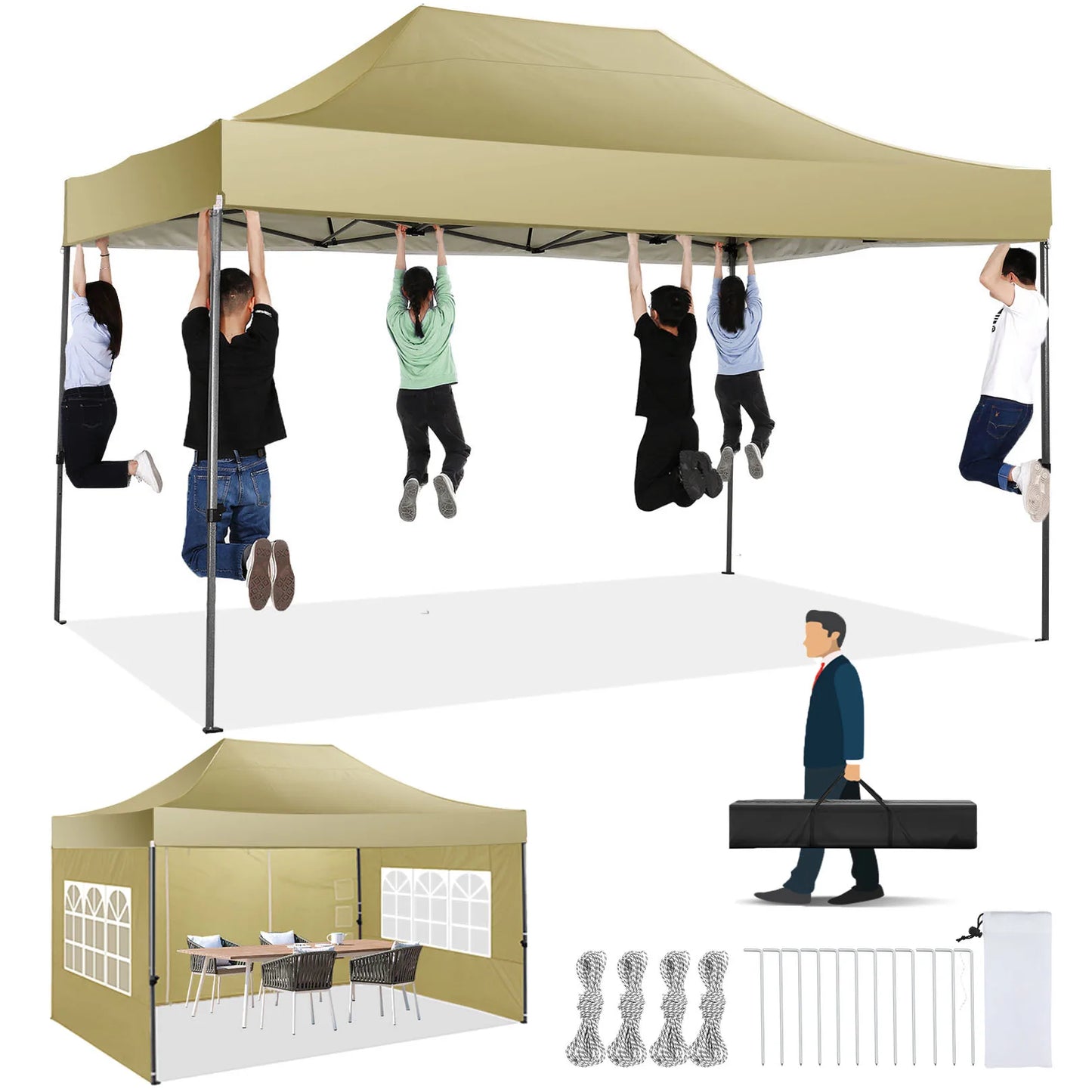 COBIZI Heavy Duty Pop Up Canopy Tent With Sidewalls