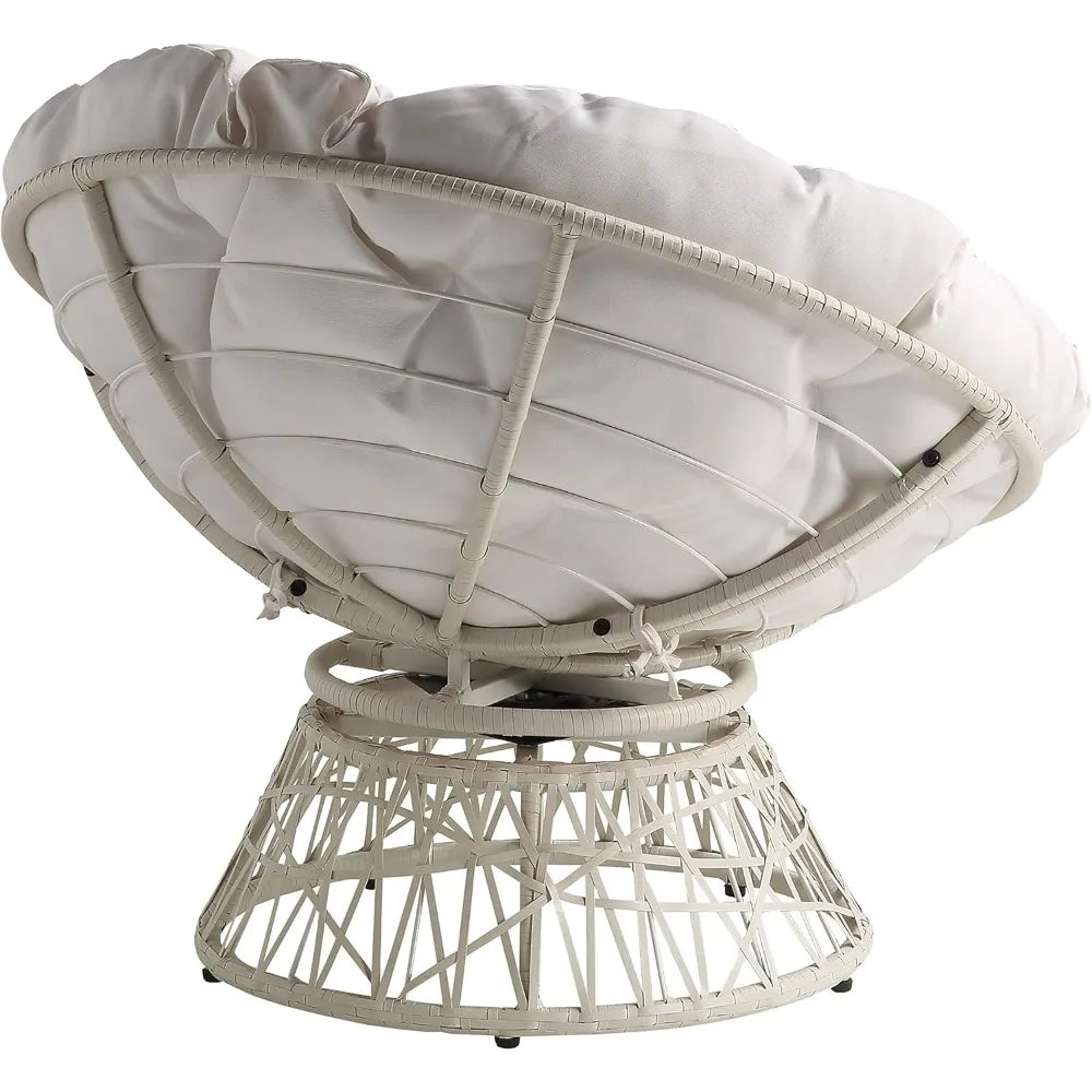 OEING Wicker Papasan Chair With 360 Degree Swivel