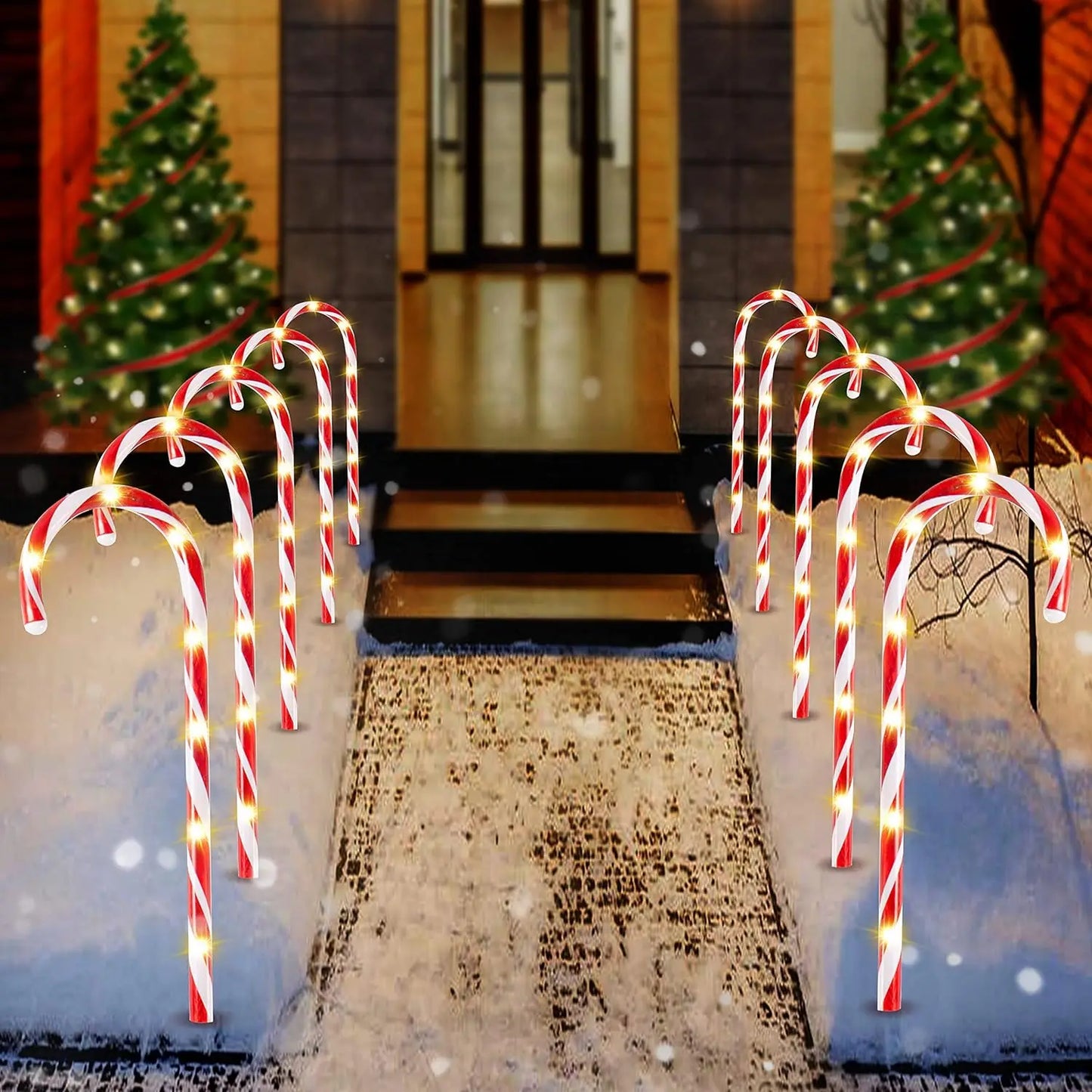 Joyfy Candy Cane Pathway Lights Set 12 Outdoors