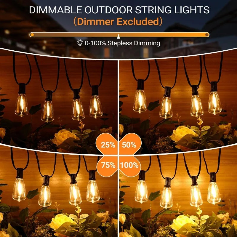 Hign-concerned LED Outdoor String Lights With ST38 Edison Bulbs