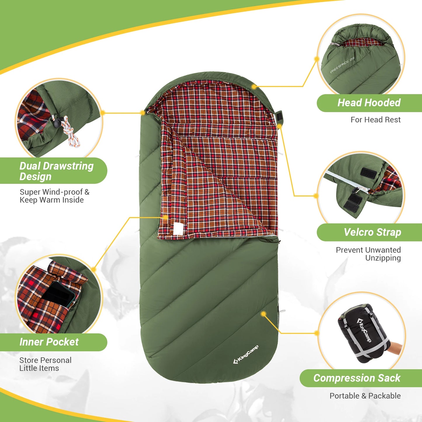 KingCamp Sleeping Bag for Adults Cold Weather Outdoor Waterproof