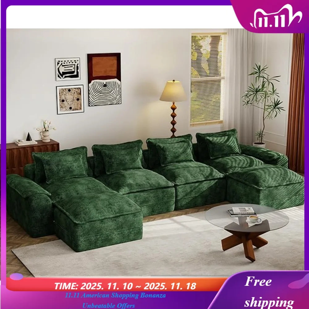 HUANZHUANG Cloud Modular Sectional Sofa With Ottomans