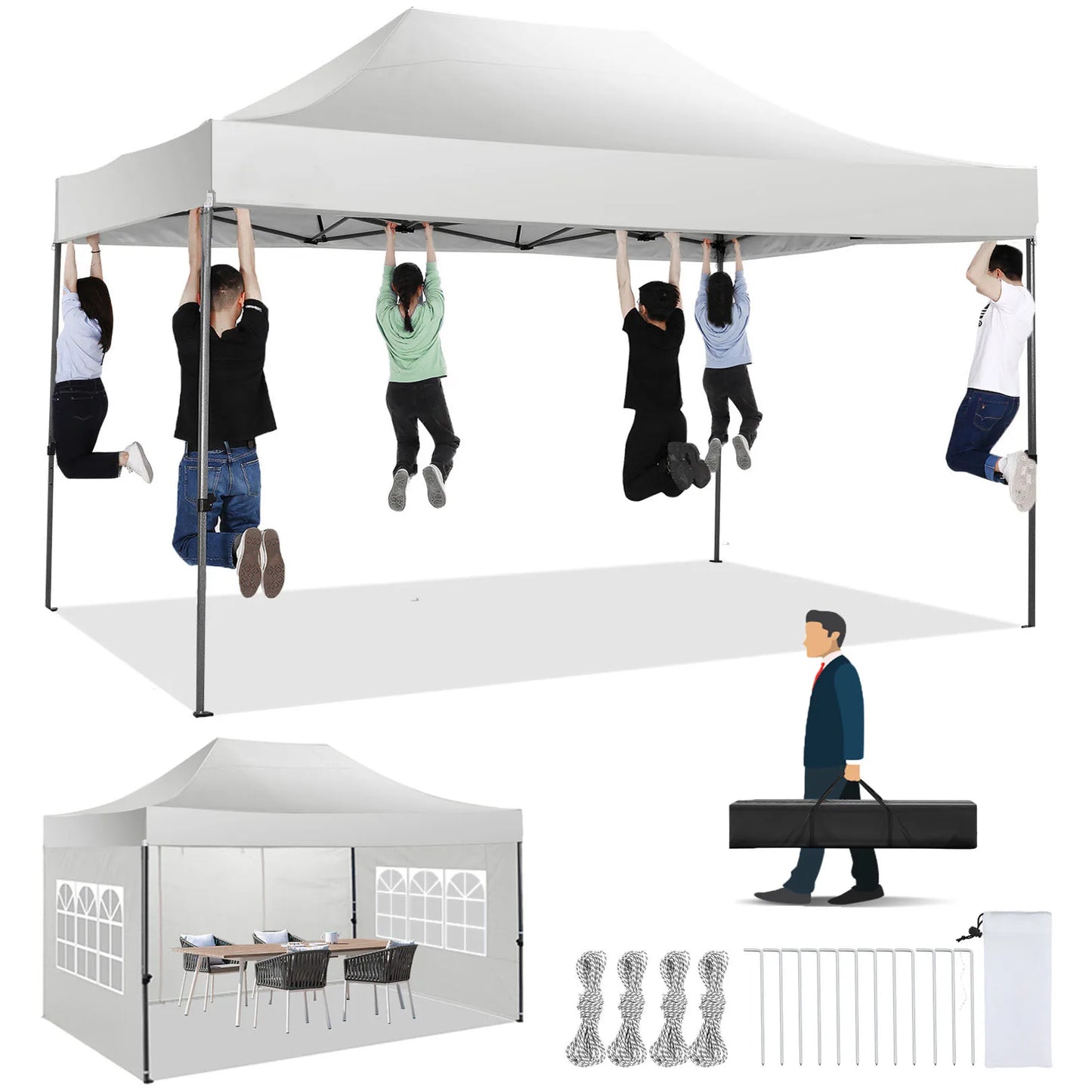 COBIZI Heavy Duty Pop Up Canopy Tent With Sidewalls