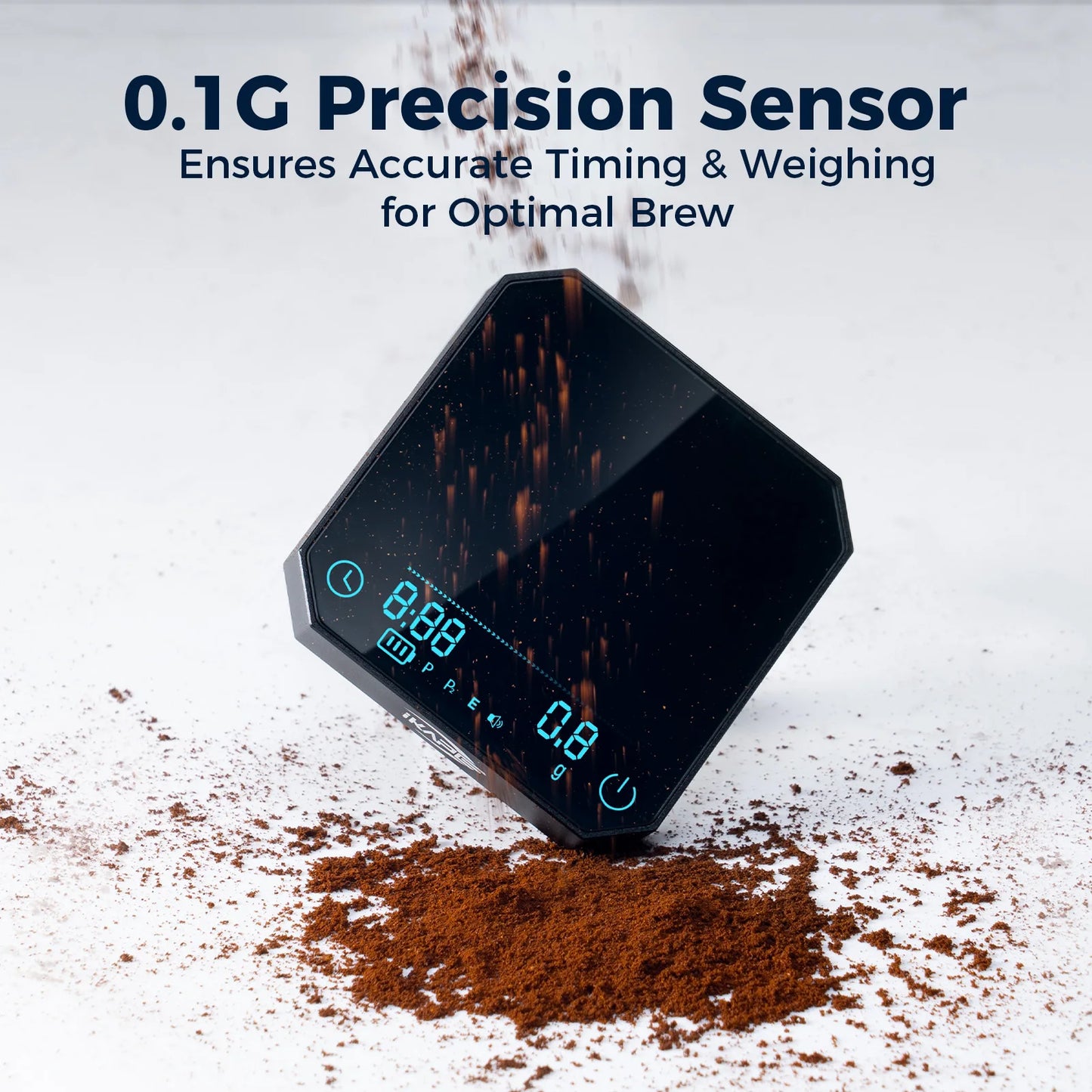 IKAPE AluminiumAlloy Ultramodern Palm Coffee Scale Digital Timer With Programmable