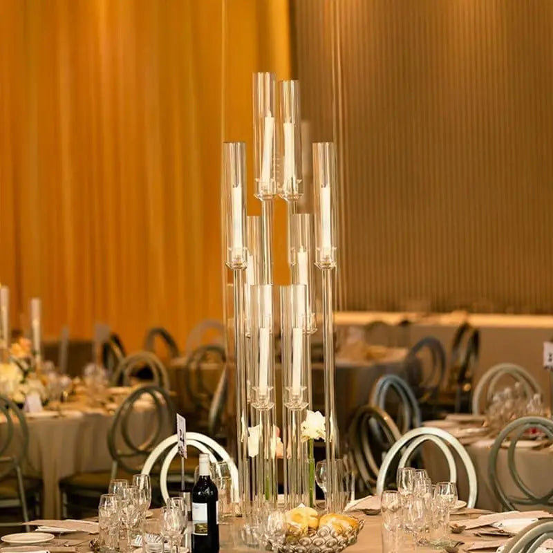 CrystalClear Acrylic Candelabra Centerpiece Floor Candle Holder for Elegant Weddings