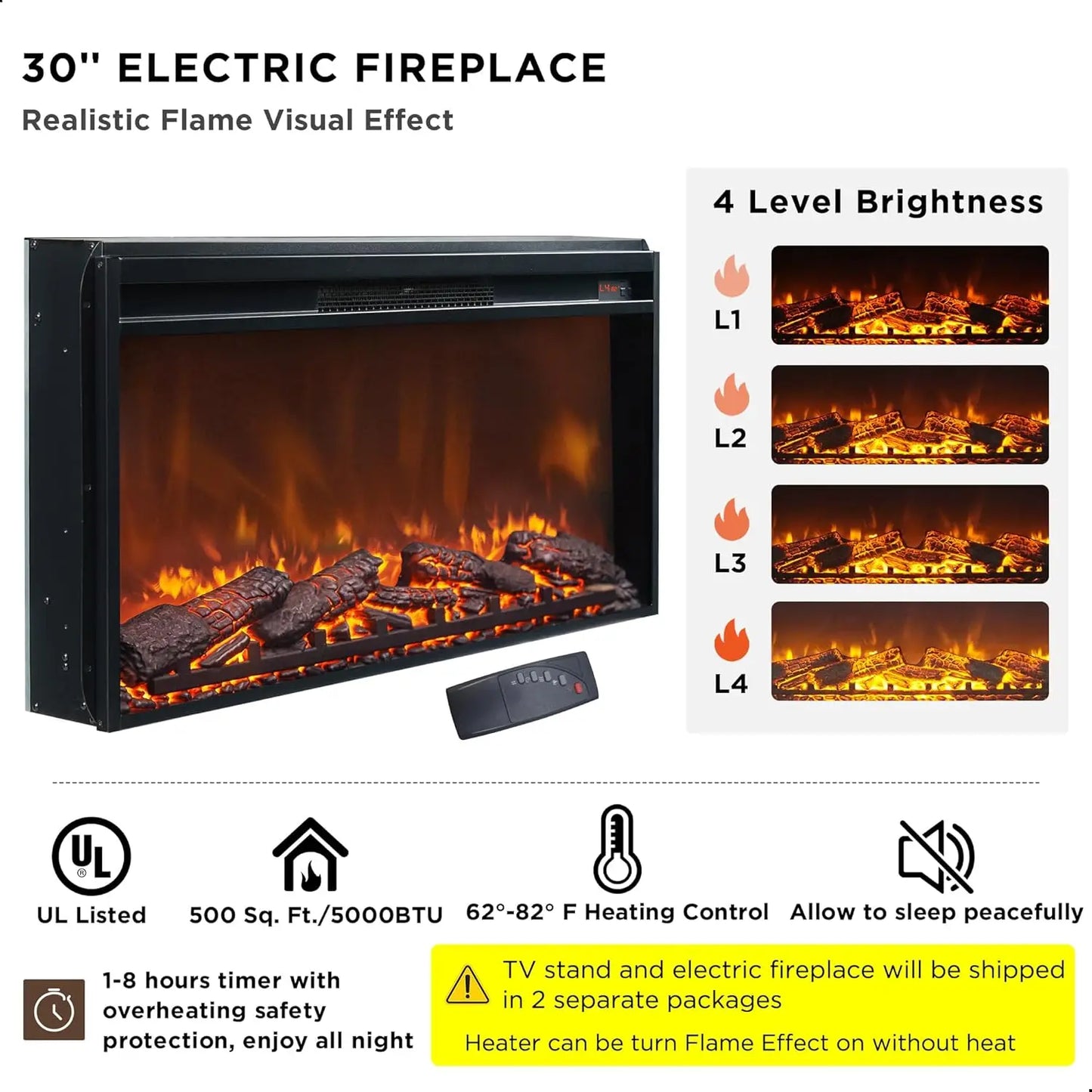 General Farmhouse TV Stand With Exquisitely MasterfullyCrafted Electric Fireplace Storage