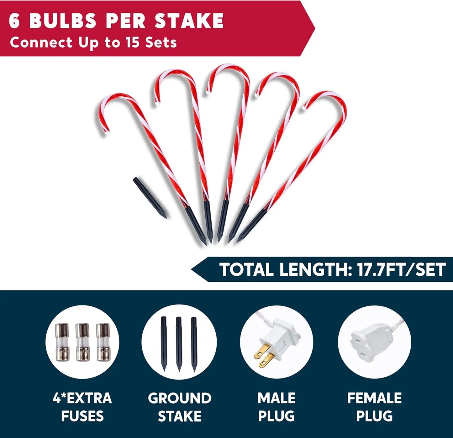 Joyfy Candy Cane Pathway Lights Set 12 Outdoors