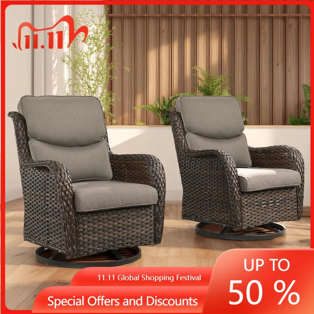 Wicker Rocking Chair Set Outdoor Patio Rattan Lounge For Garden