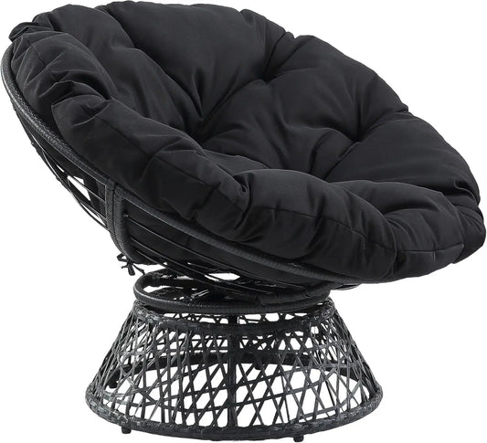 OEING Wicker Papasan Chair With 360 Degree Swivel