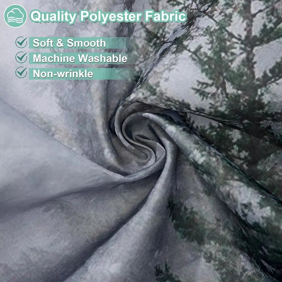 Forest Mist Shower Curtain For Bathroom With Pine Tree Design