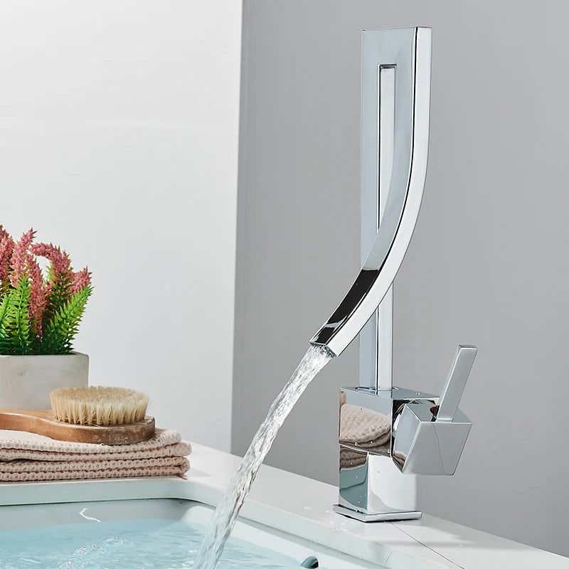 MYQualife Brass Deck Mounted Basin Faucet Single Handle