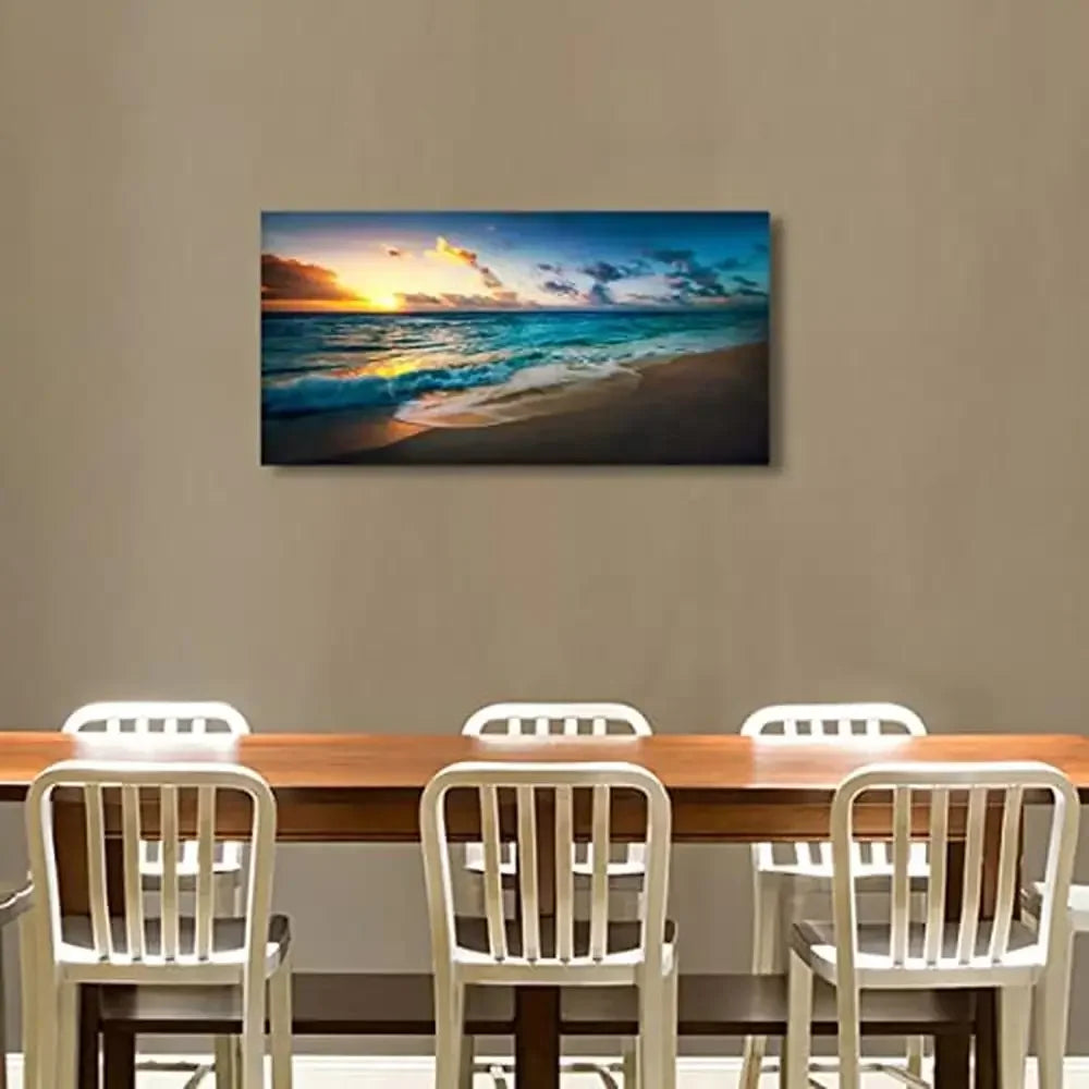 XMSJ Ocean Sunset Canvas Wall Art Seascape Beach Decor Print