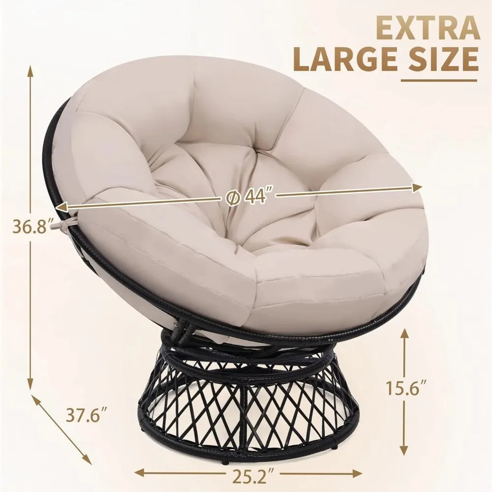 Papasan Chair With Cushioned Seat And 360 Swivel IndustrialGradePolyRattanFrame Premium