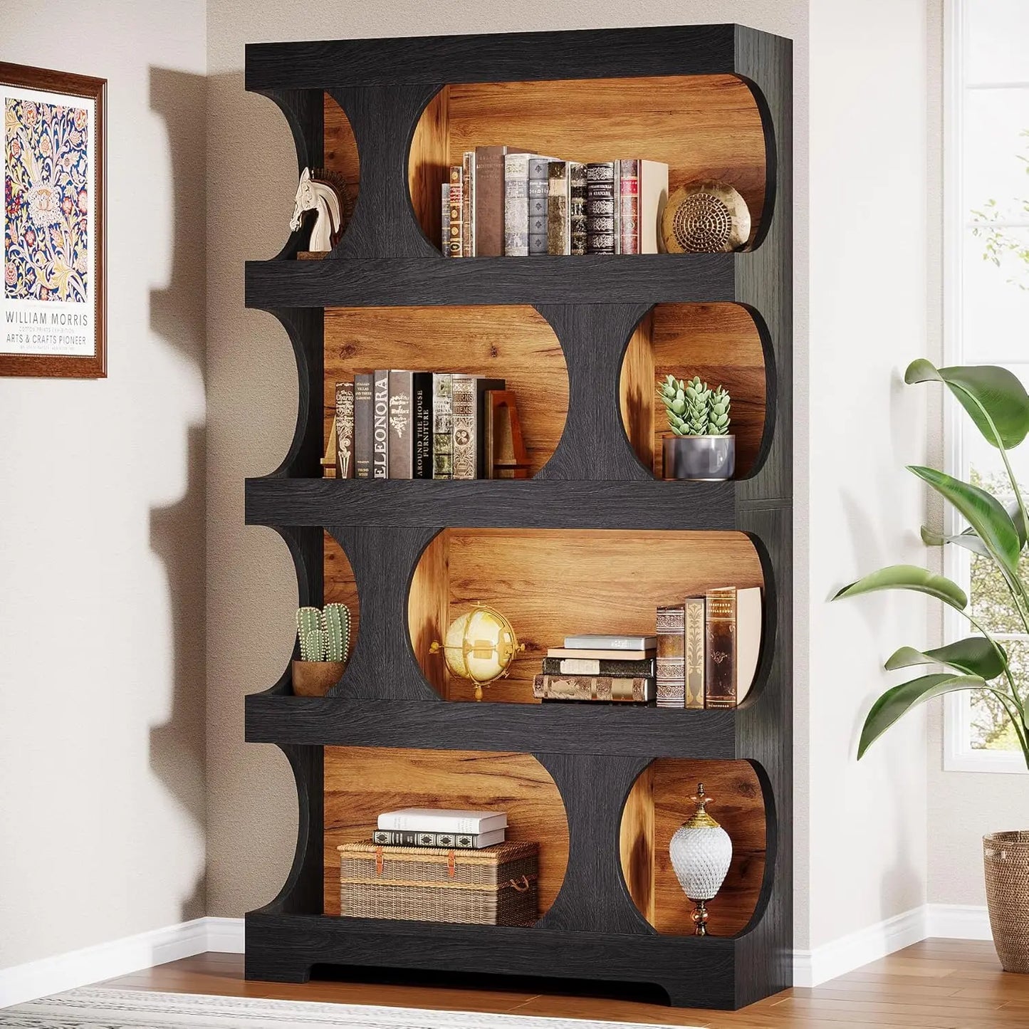 Little Tree Modern 4 Tier Freestanding Bookcase for Living Room