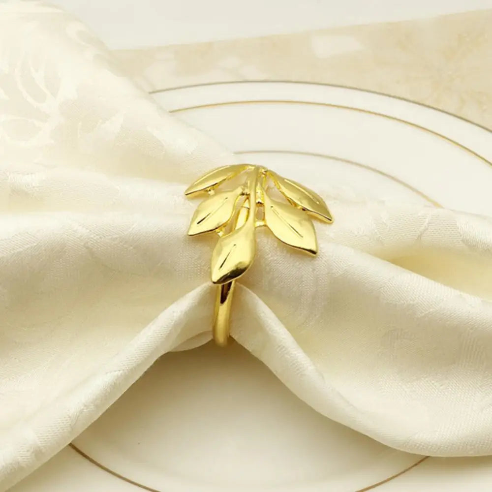Hign-concerned Leaves Napkin Ring Holder Metal Buckle For Wedding And Party Table Decor