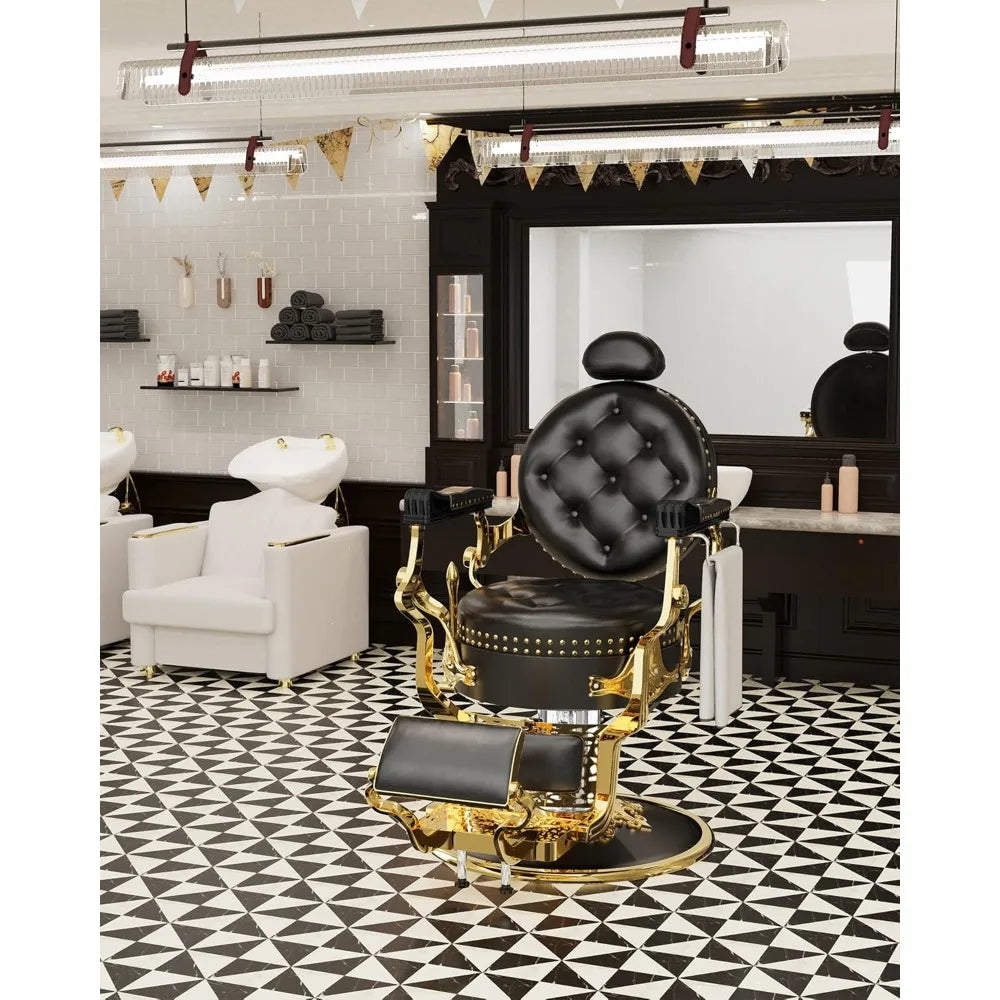 ZHUOTING Retro Barber Chair Vintage Style Heavy Duty Reclining