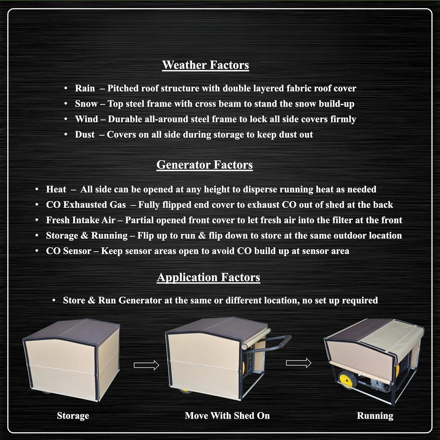 Combined Generator Running And StorageSolutions Cover For OutdoorApplication WeatherproofDurable