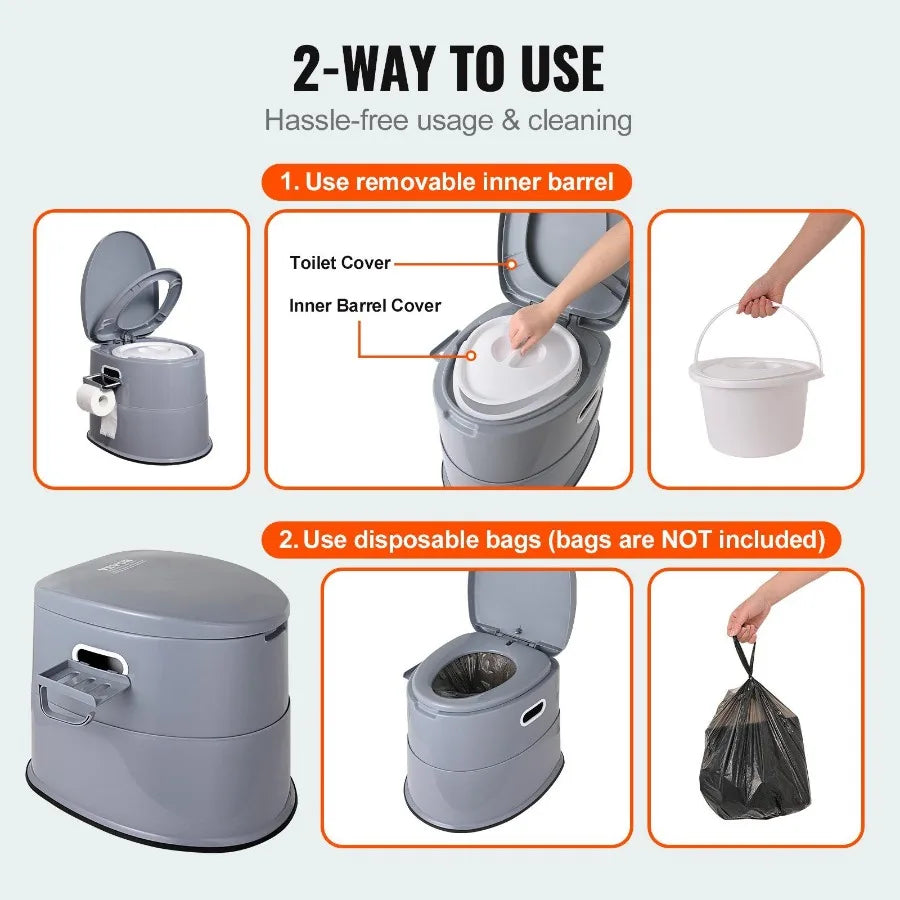 Ultra Portable Camping Toilet Porta Potty With DetachableInnerBucket Lids ForTravelUse