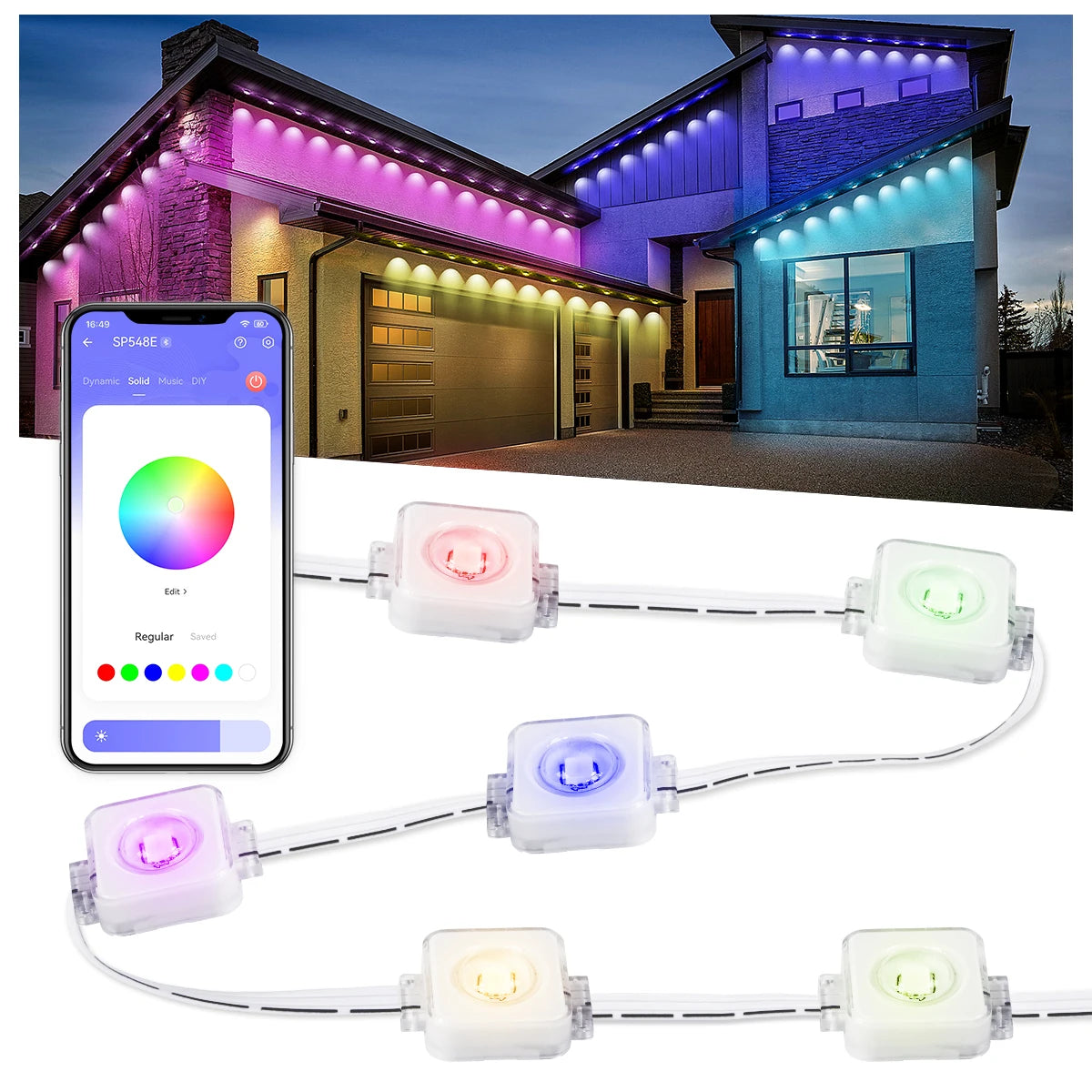 aiopp Durable Outdoor Lights Smart RGB NorthernLights IP68 Waterproof ExteriorApplications