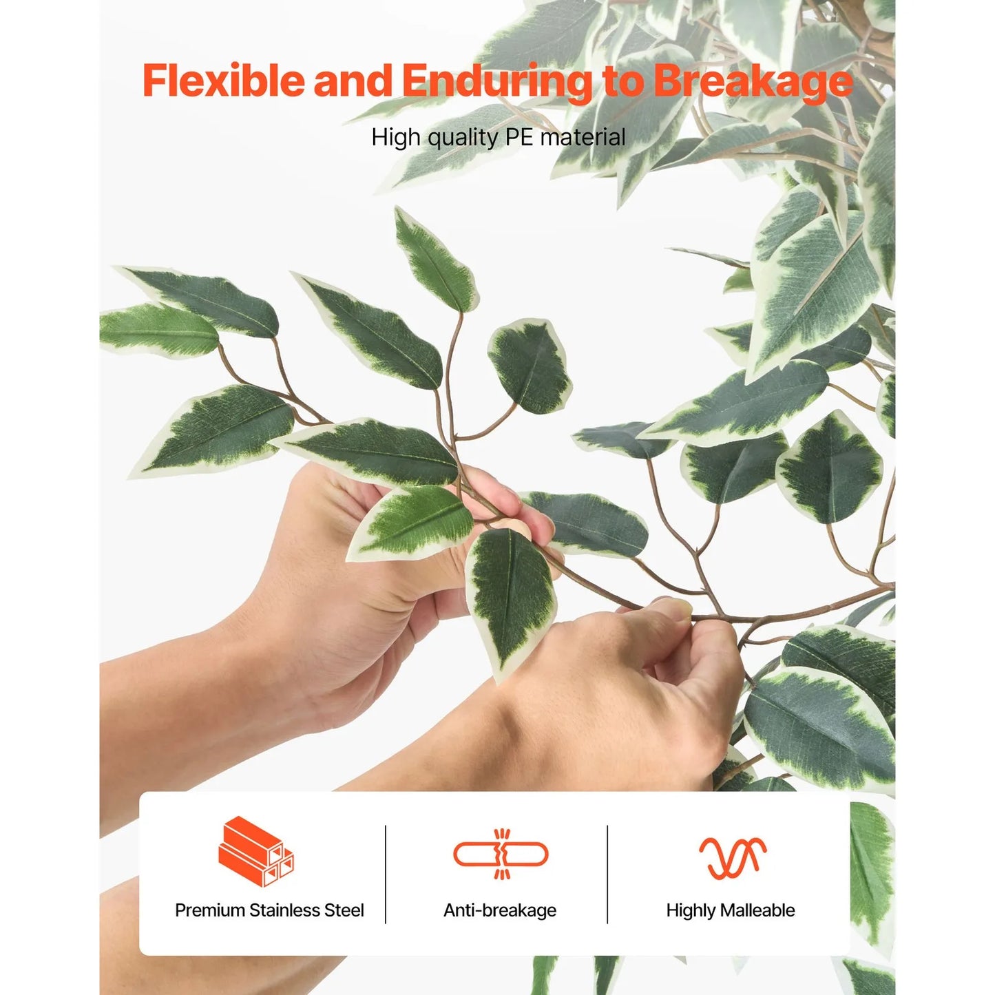 Artificial Ficus Tree Lifelike Silk Plant In Pot For Indoor No Maintenance Home Decor