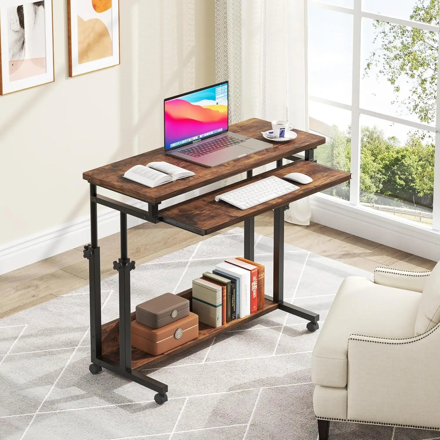 LITTLE TREE Height Adjustable Laptop Desk With Keyboard Tray